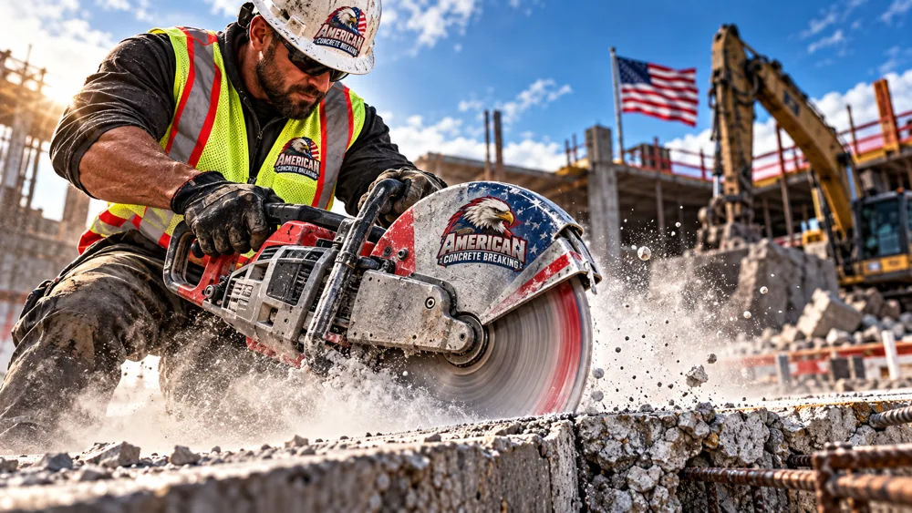 AI-generated cutting illustration, not a real worksite photograph